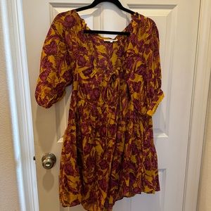 Mustard and fuscia babydoll dress